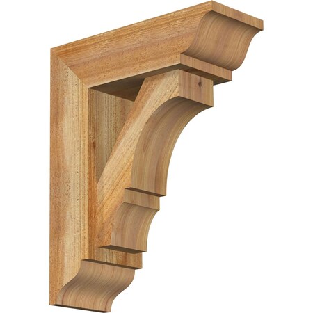 Ekena Millwork Balboa Traditional Rough Sawn Bracket w/ Offset Brace, Western Red Cedar, 6"W x 16"D x 20"H BKT0604X16X20BOA01RWR
